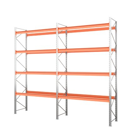 Два паллетных стеллажа в линию 6000х2700х1100 мм. Ярусы: пол+4