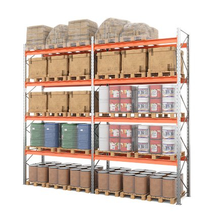 Два паллетных стеллажа в линию 6000х2700х1100 мм. Ярусы: пол+4