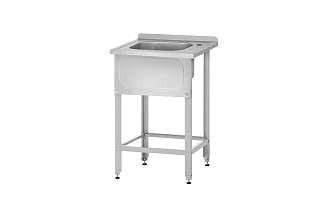 Ванна моечная цельнотянутая ВМЦн - 700x700x860 Norma Inox, 1 м/о 500x500x300, борт, отв. д/смесит., экран (ножка угловая)