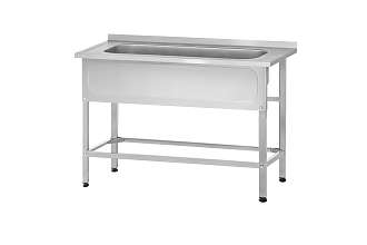 Ванна моечная котломойка ВМЦн - 1200x600x860 Norma Inox, 1 м/о 960x510x380, борт, экран (ножка профильная, тр. 40x40)