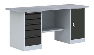 Двухтумбовый металлический верстак ВП-4Т/1.6 (Графит)