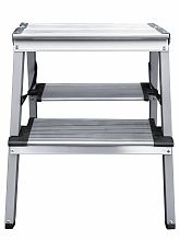 Стремянка двухсторонняя стальная с алюминиевыми ступенями 130 мм и площадкой 350х260 мм NV1147.2