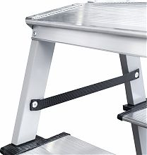 Стремянка двухсторонняя стальная с алюминиевыми ступенями 130 мм и площадкой 350х260 мм NV1147.2