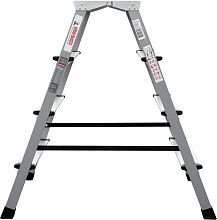 Стремянка двухсторонняя стальная с алюминиевыми ступенями и площадкой 350х260 мм NV2140.5