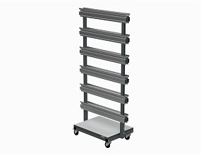 Подкатная двухсторонняя стойка для комплектующих 1600х680х460 мм ESD (RAL7012)